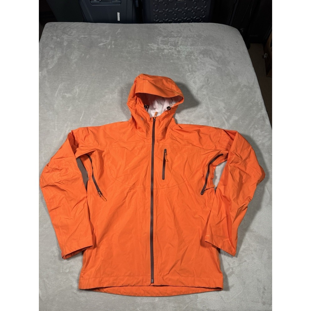 Stoic Windbreaker Jacket Mens M Orange Lined Hooded Shell Outdoor Waterproof